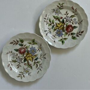 Booths Plates 6” Set Of 2 Flowerpiece Dessert Salad SET Of 2 Floral Red Blue EUC